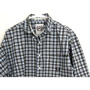 Cinch Shirt Mens XL‎ Blue Brown Yellow Plaid Western Button Down Rodeo